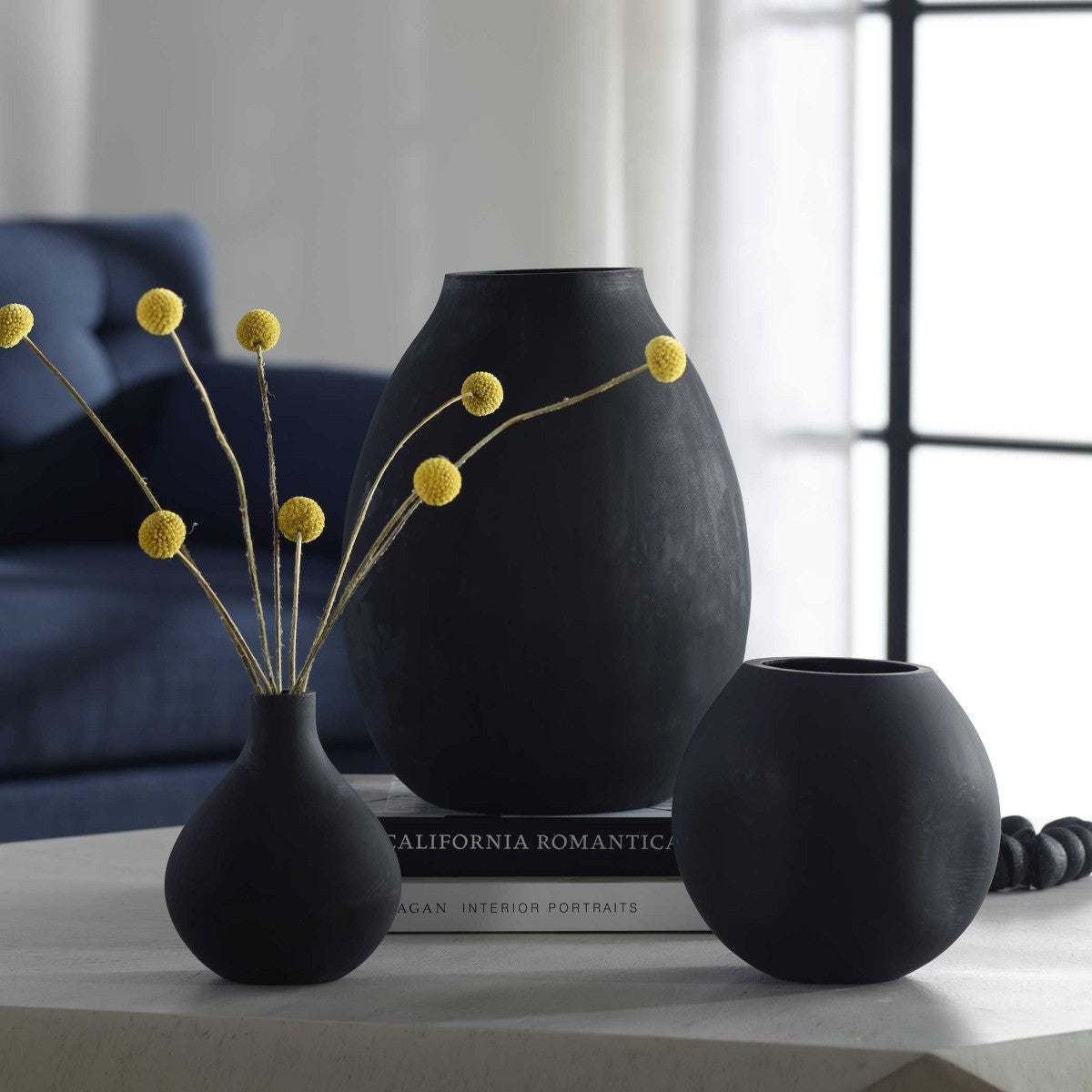 Uttermost Hearth Matte Black Vases - Set of 3