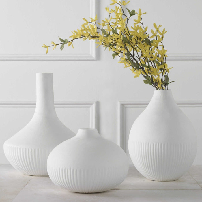 Uttermost Apothecary Satin Vases in White - Set of 3