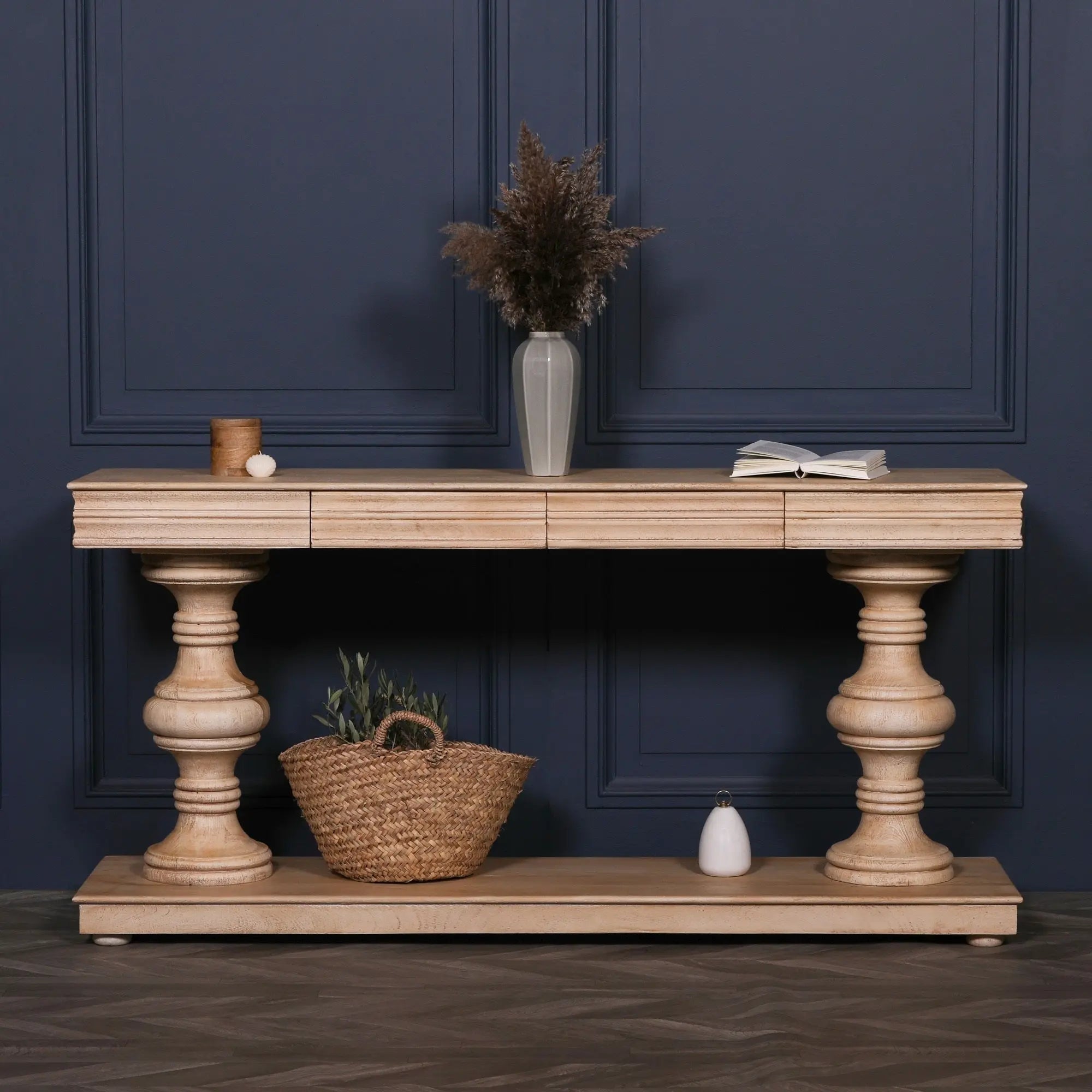 180cm Wooden Console Table with Drawers   Nicholas John Interiors