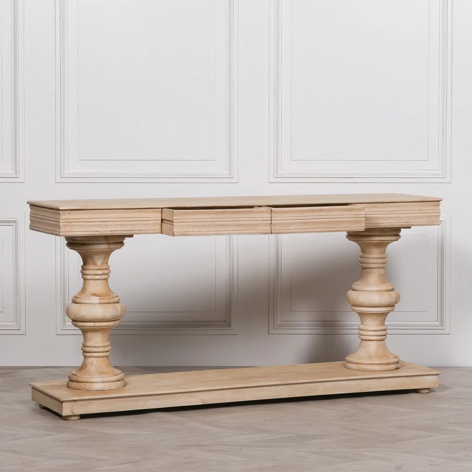 180cm Wooden Console Table with Drawers   Nicholas John Interiors
