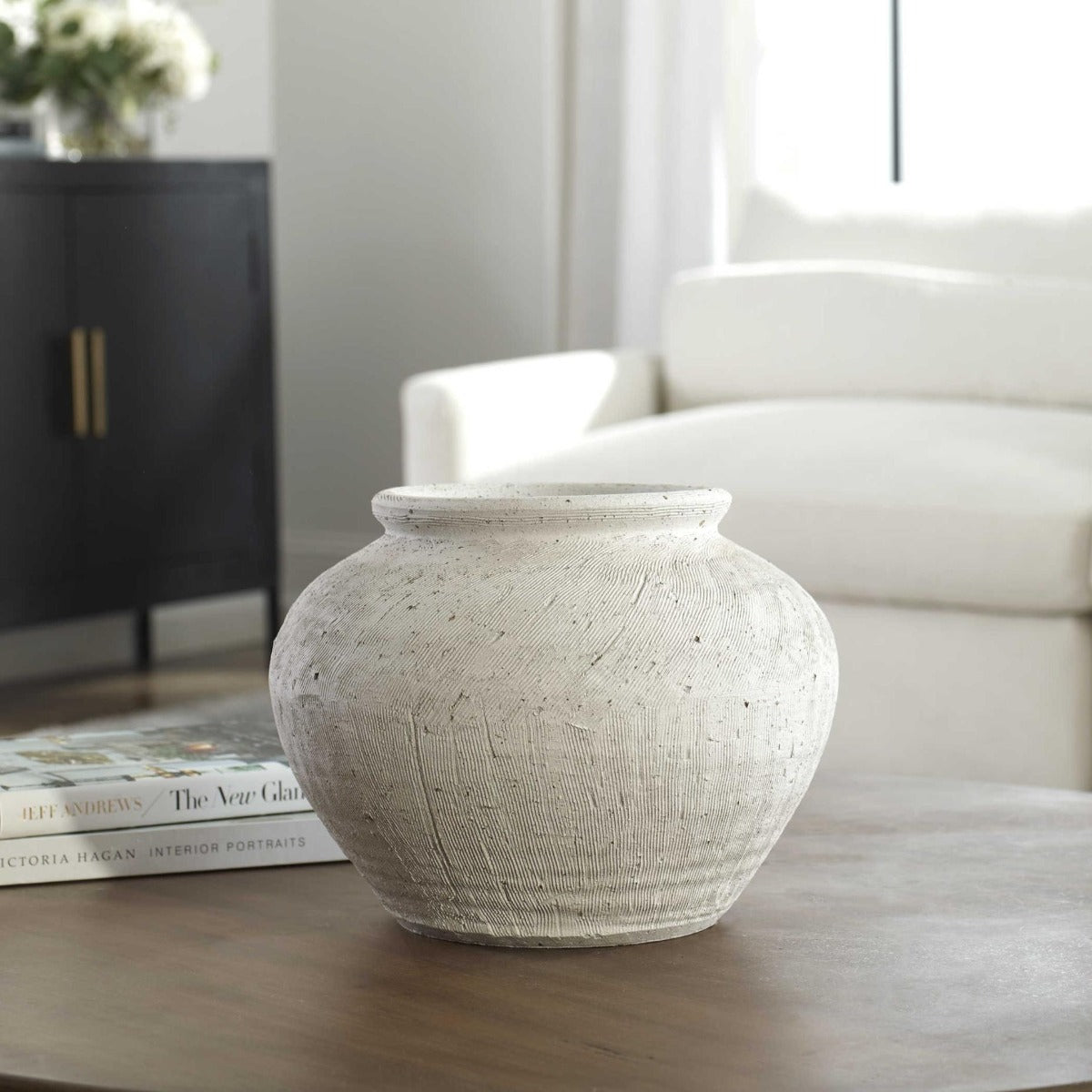 Uttermost Floreana Round White Vase