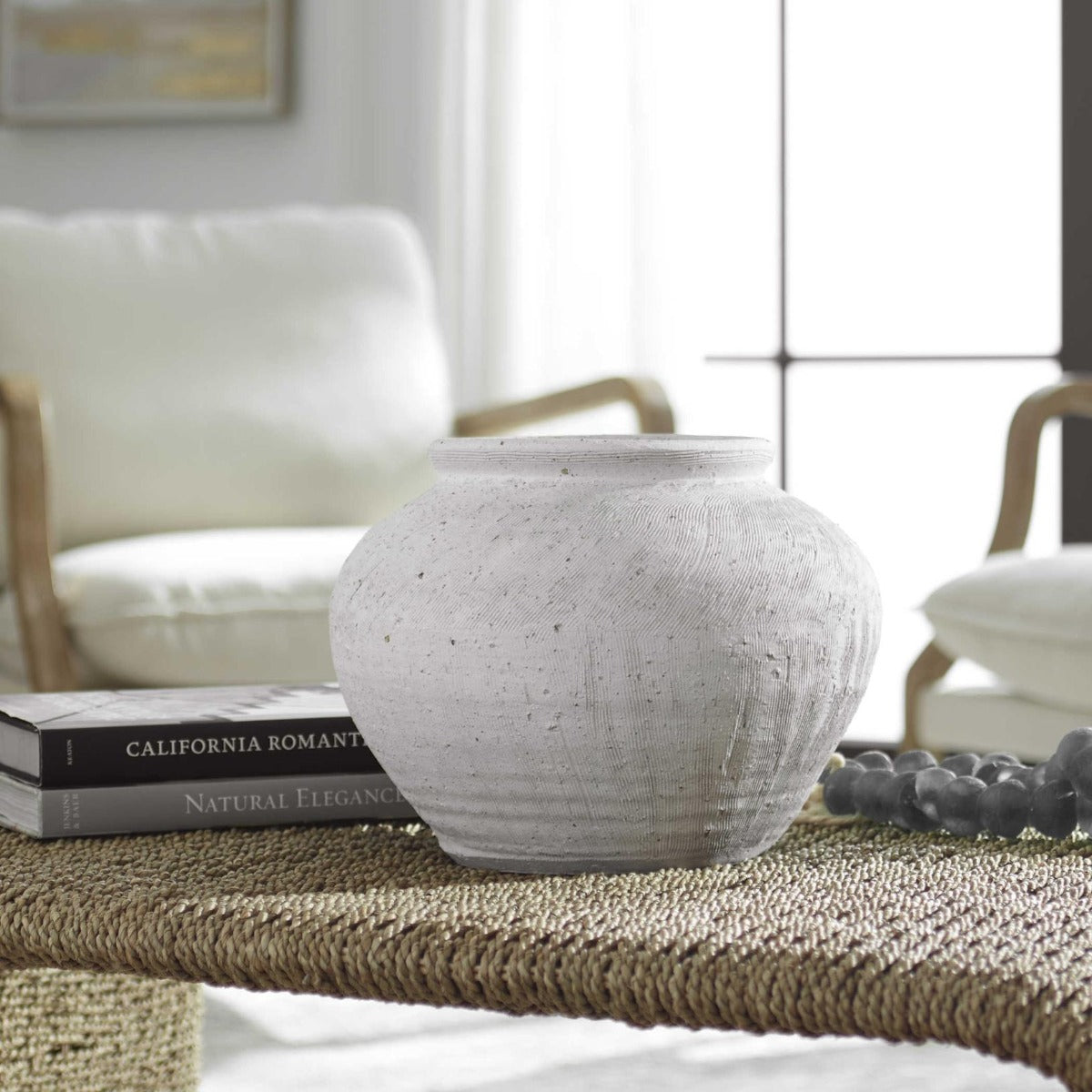 Uttermost Floreana Round White Vase