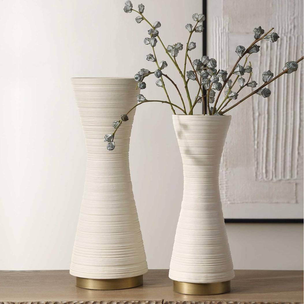 Uttermost Ridgeline White Vases, Set of 2