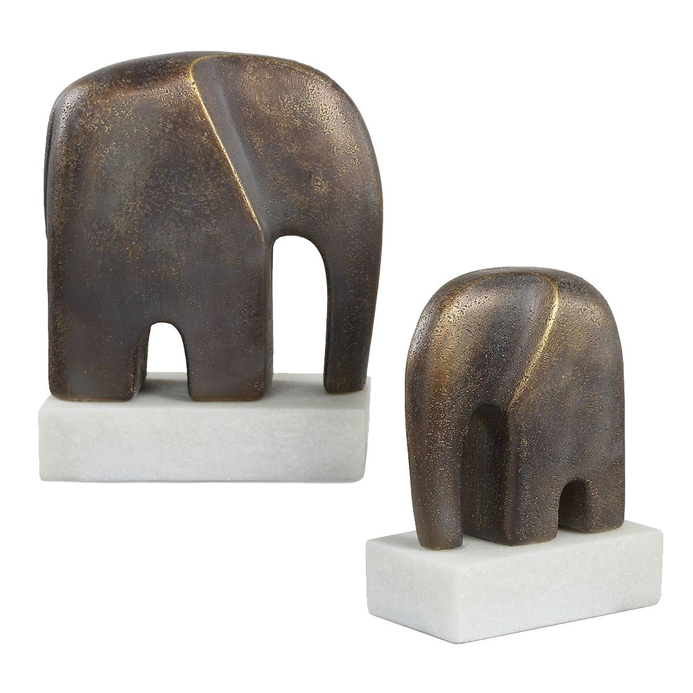 Timeless Tusk Elephant Sculptures in Bronze - Set of 2