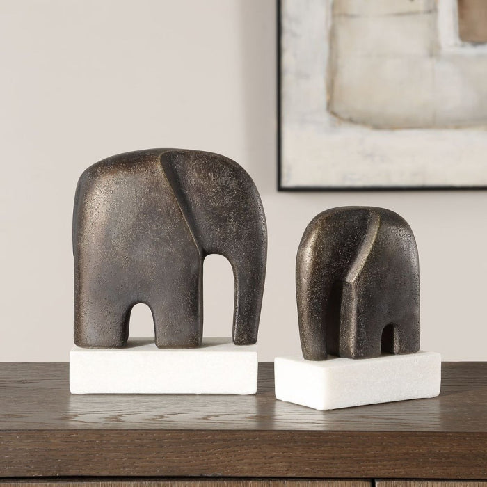 Uttermost Timeless Tusk Elephant Sculptures in Bronze - Set of 2