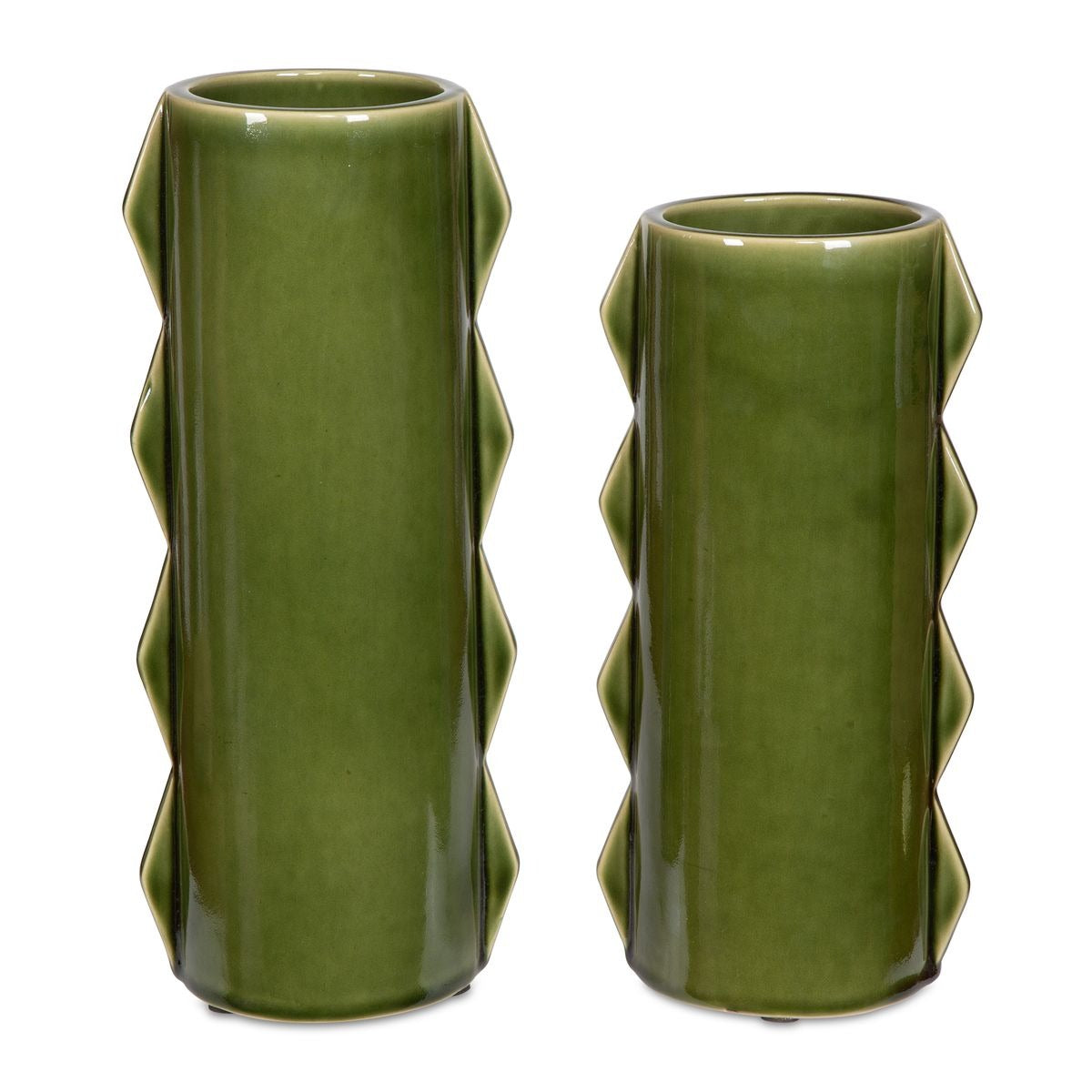 Meander Indoor-Outdoor Green Vases, Set of 2