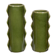 Meander Indoor-Outdoor Green Vases, Set of 2