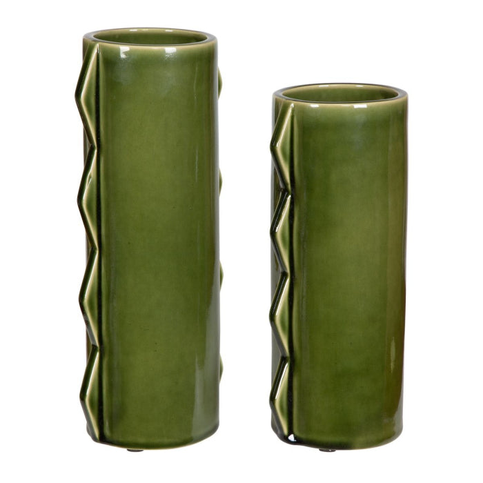 Uttermost Meander Indoor-Outdoor Green Vases, Set of 2
