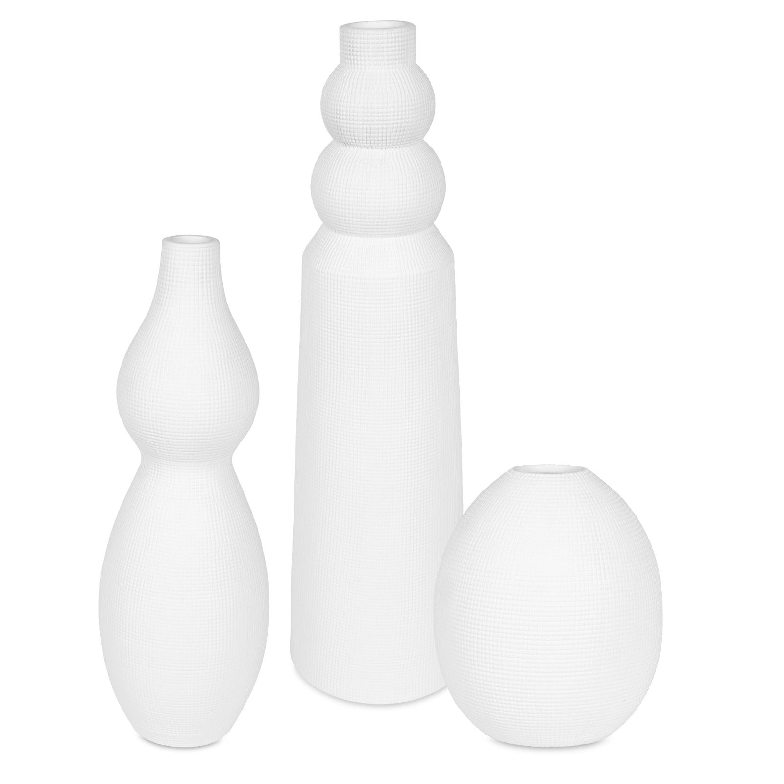Forma White Indoor-Outdoor Ceramic Vases, Set of 3