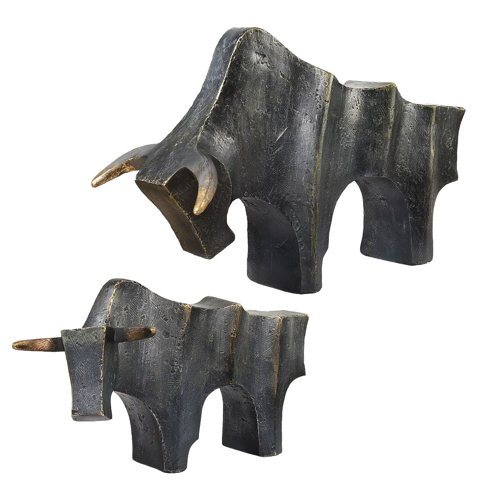 Regal Bull Sculptures Set of 2
