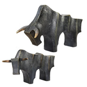 Regal Bull Sculptures Set of 2
