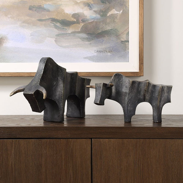 Uttermost Regal Bull Sculptures Set of 2