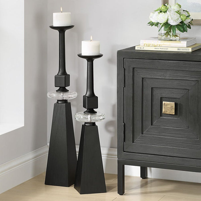 Uttermost Ebon Glow Candleholders Set of 2
