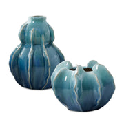 Ocean Wave Outdoor Glazed Vases Set of 2