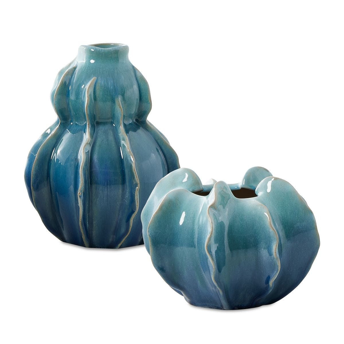 Ocean Wave Outdoor Glazed Vases Set of 2