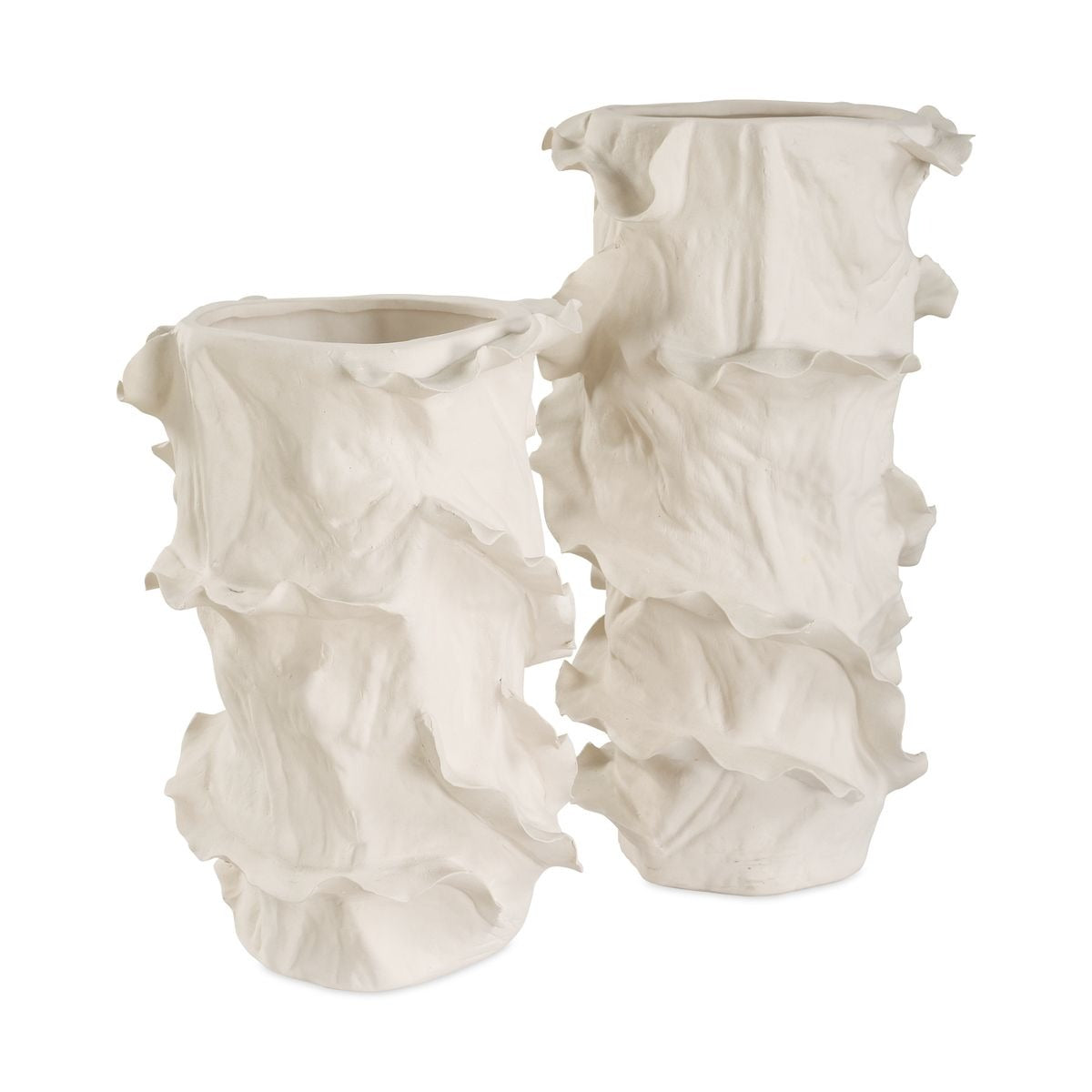 Ripple Crest White Vases Set of 2
