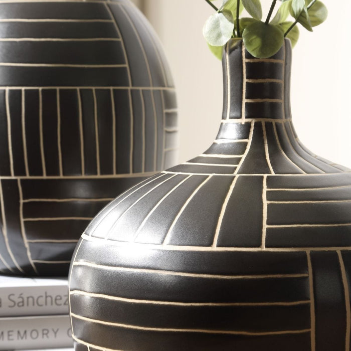 Uttermost Graphite Stride Geometric Vases Set of 2
