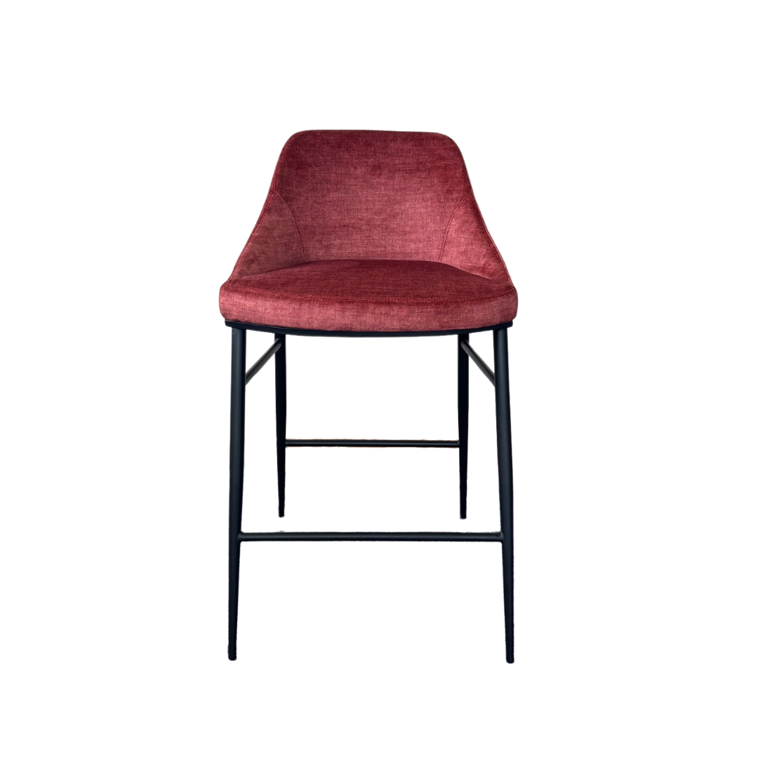 Tommy Franks Vai Barstool - Bella Velour Coral   Nicholas John Interiors