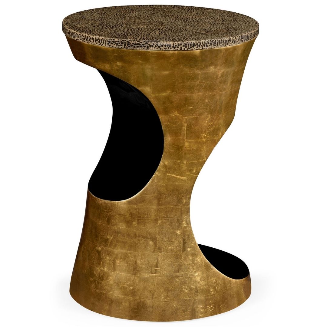 Jonathan Charles Emperor Gold Round Cut-Out Lamp Table