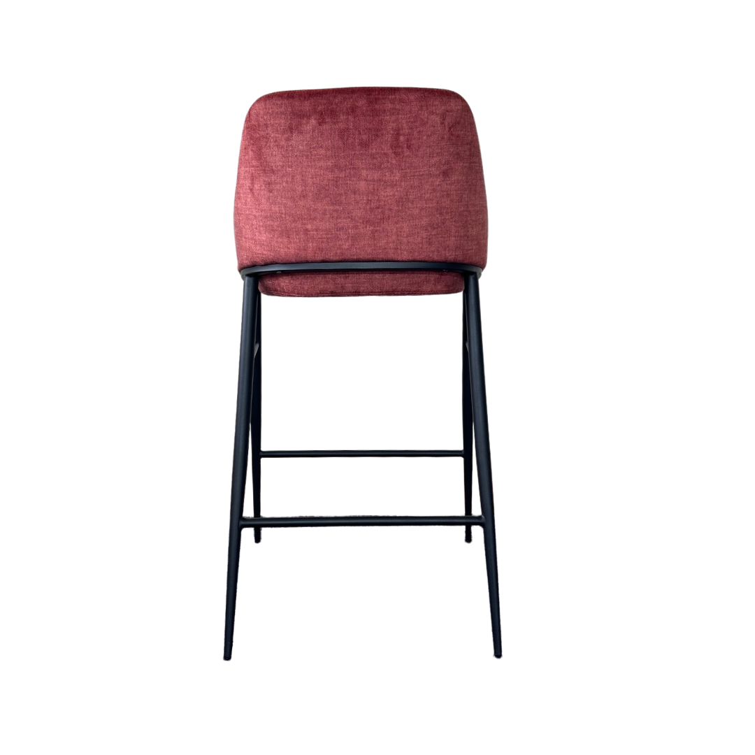 Tommy Franks Vai Barstool - Bella Velour Coral   Nicholas John Interiors