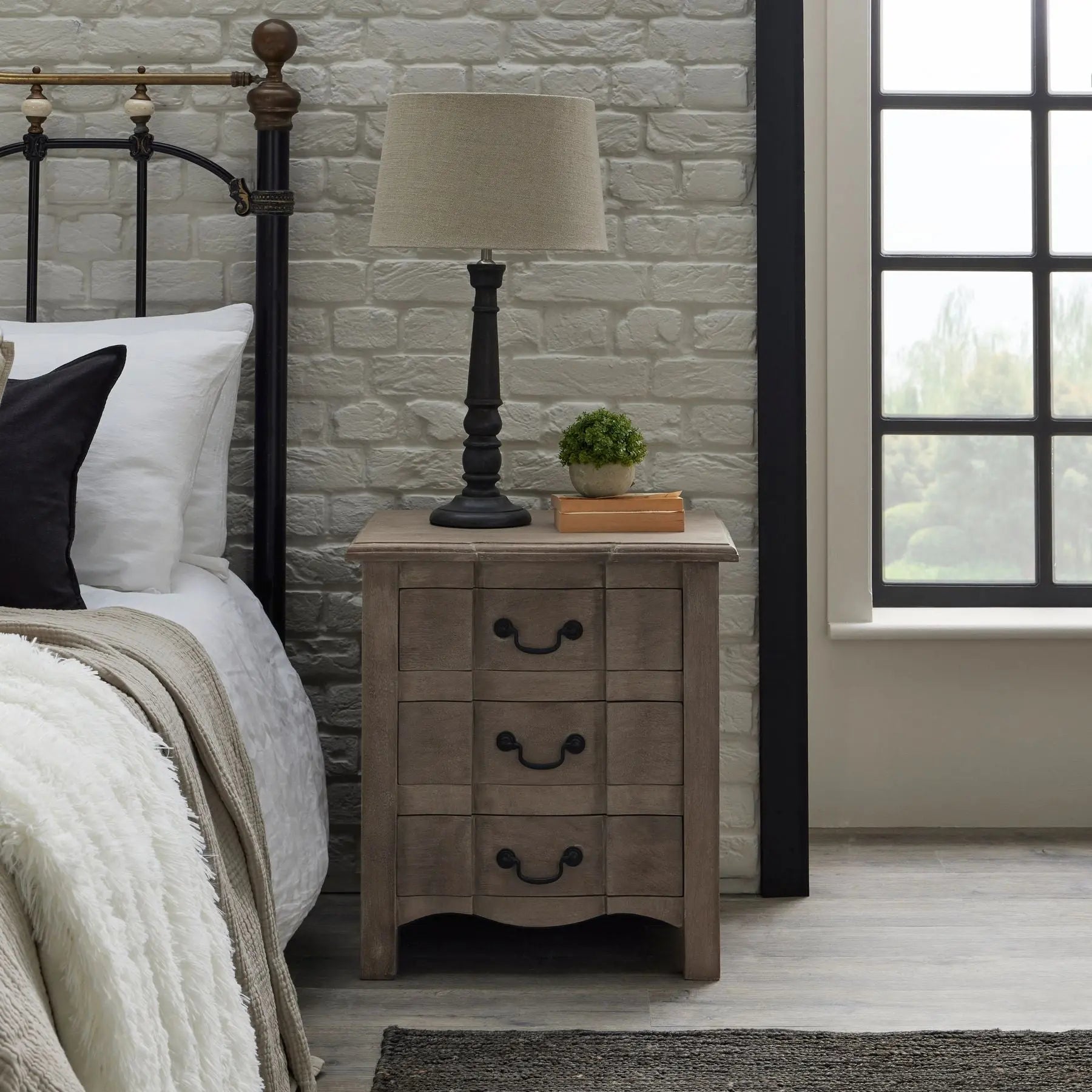 Ashgrove 3 Drawer Bedside Table  Nicholas John Interiors