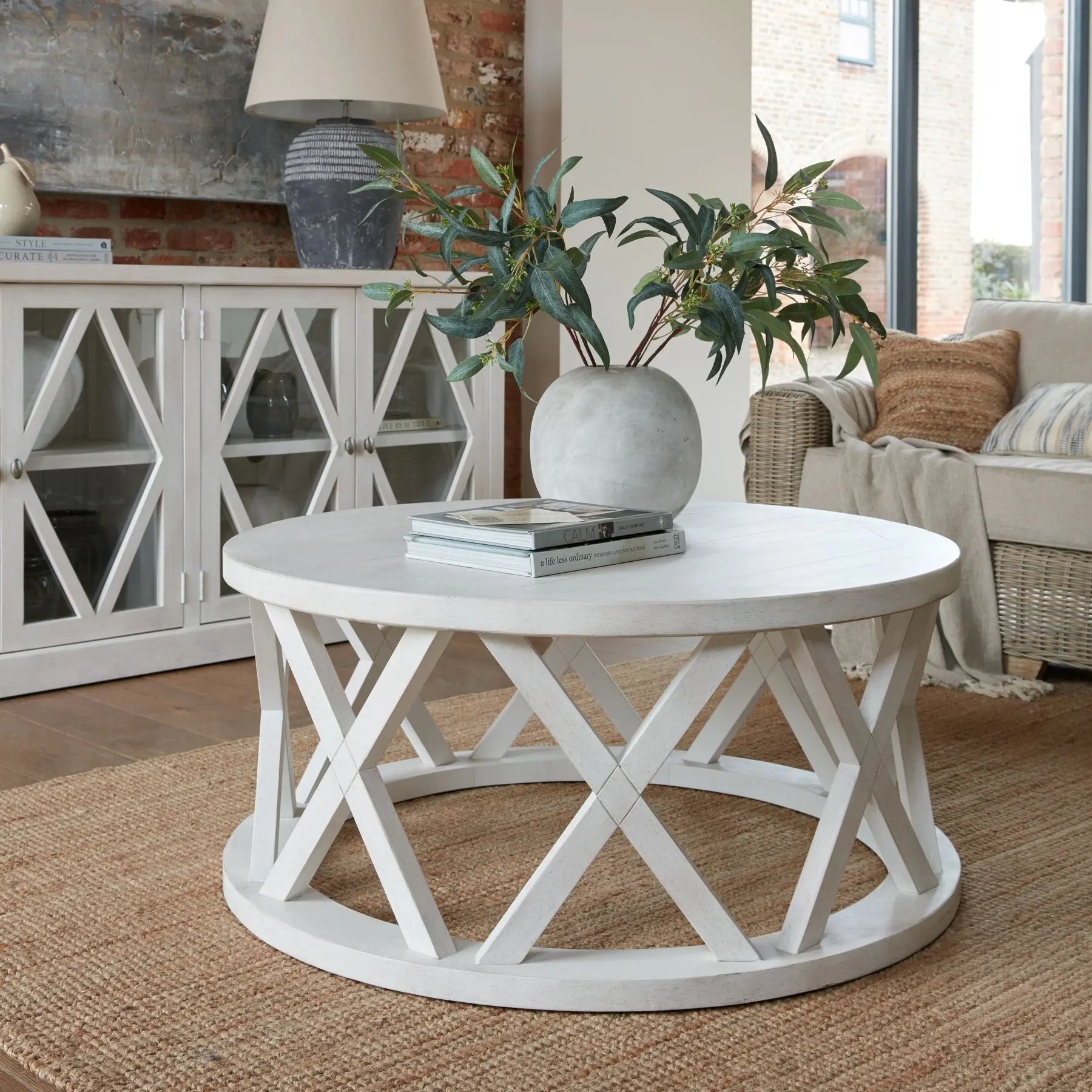 Wexford Plank Round Coffee Table  Nicholas John Interiors