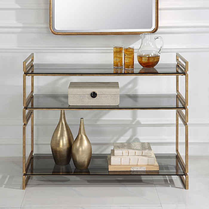Uttermost Stacked Up Grey Glass Console Table