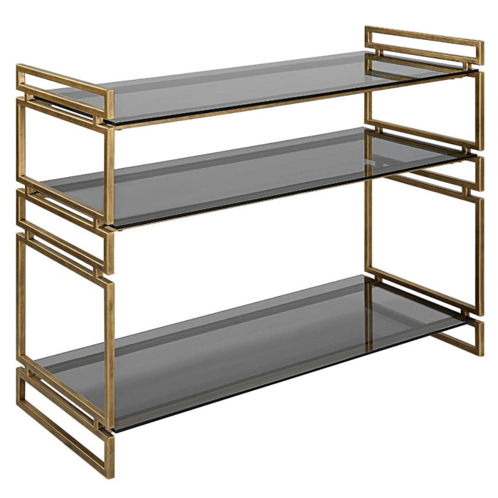 Uttermost Stacked Up Grey Glass Console Table
