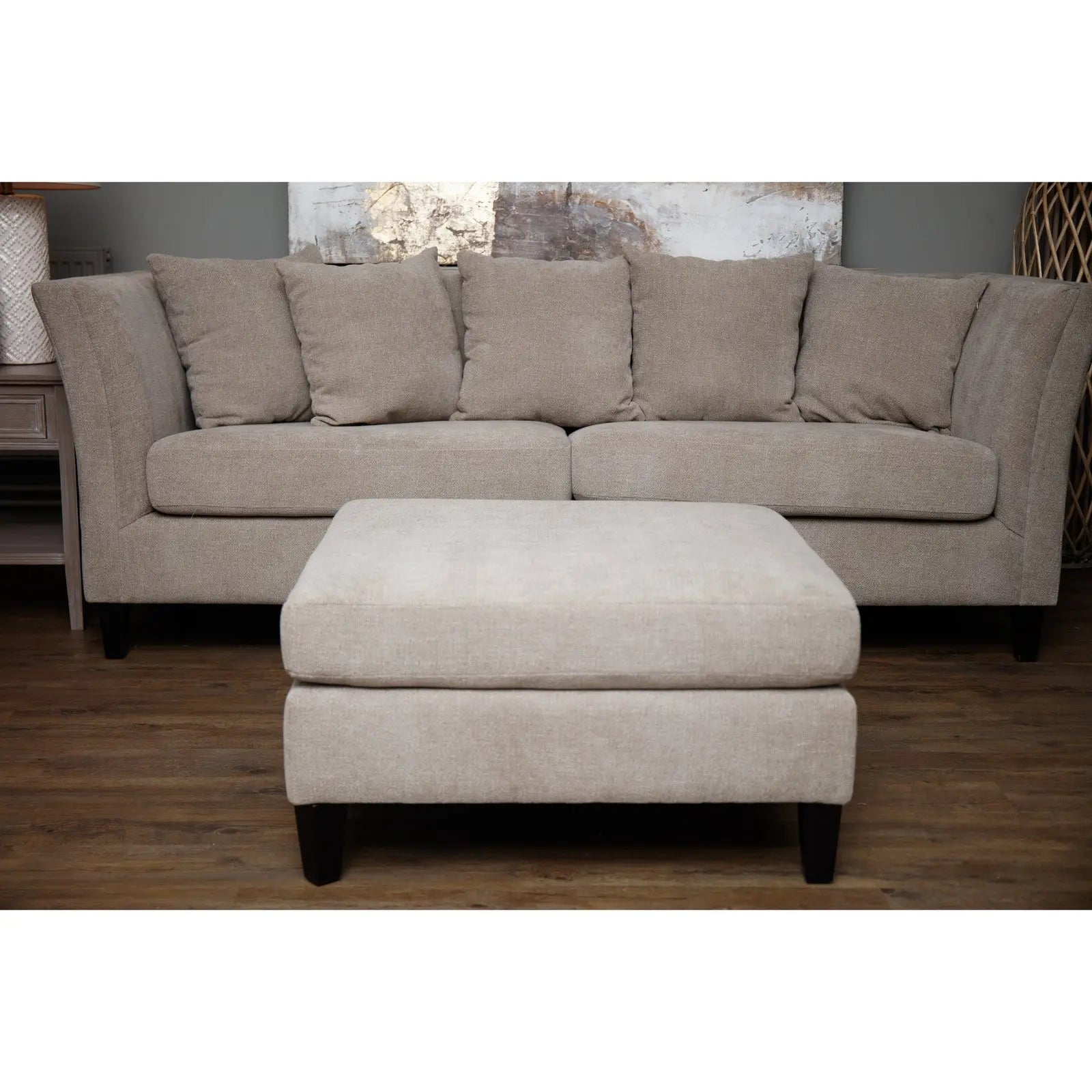 Lesper Taupe Ottoman Foot Stool  Nicholas John Interiors