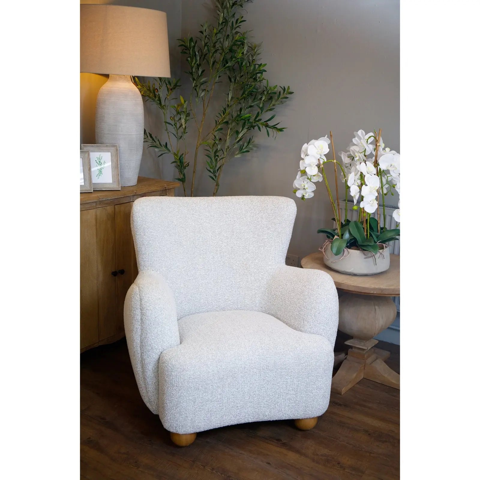 Sandmere Greige Hui Large Arm Chair  Nicholas John Interiors