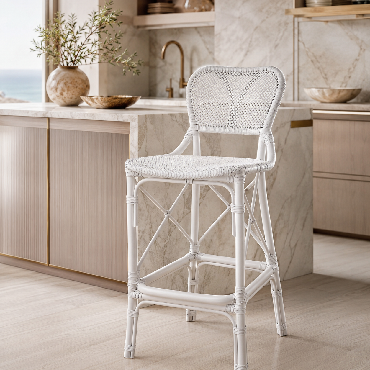 Eichholtz Colony Bar Stool in Matte White - CLEARANCE - BRAND NEW BOXED
