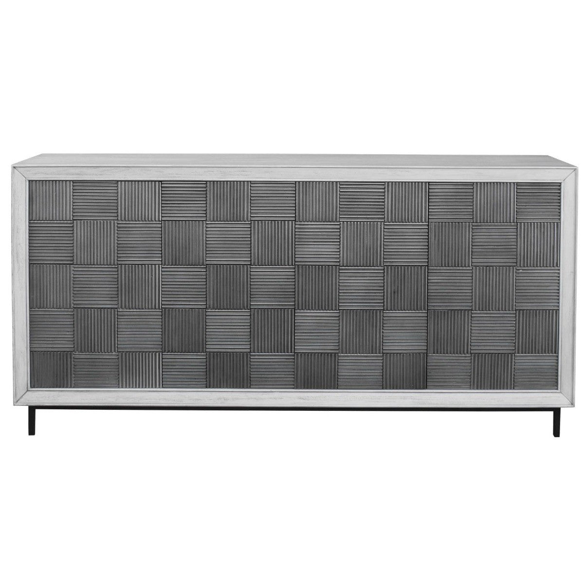  Checkerboard 4 Door Gray Cabinet