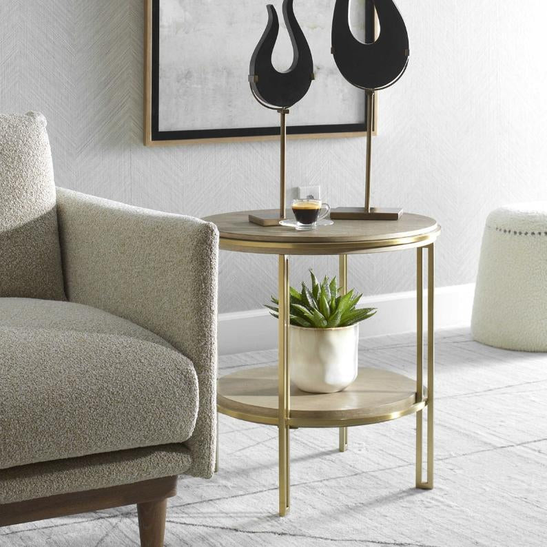 Uttermost Elise Round Brass Side Table