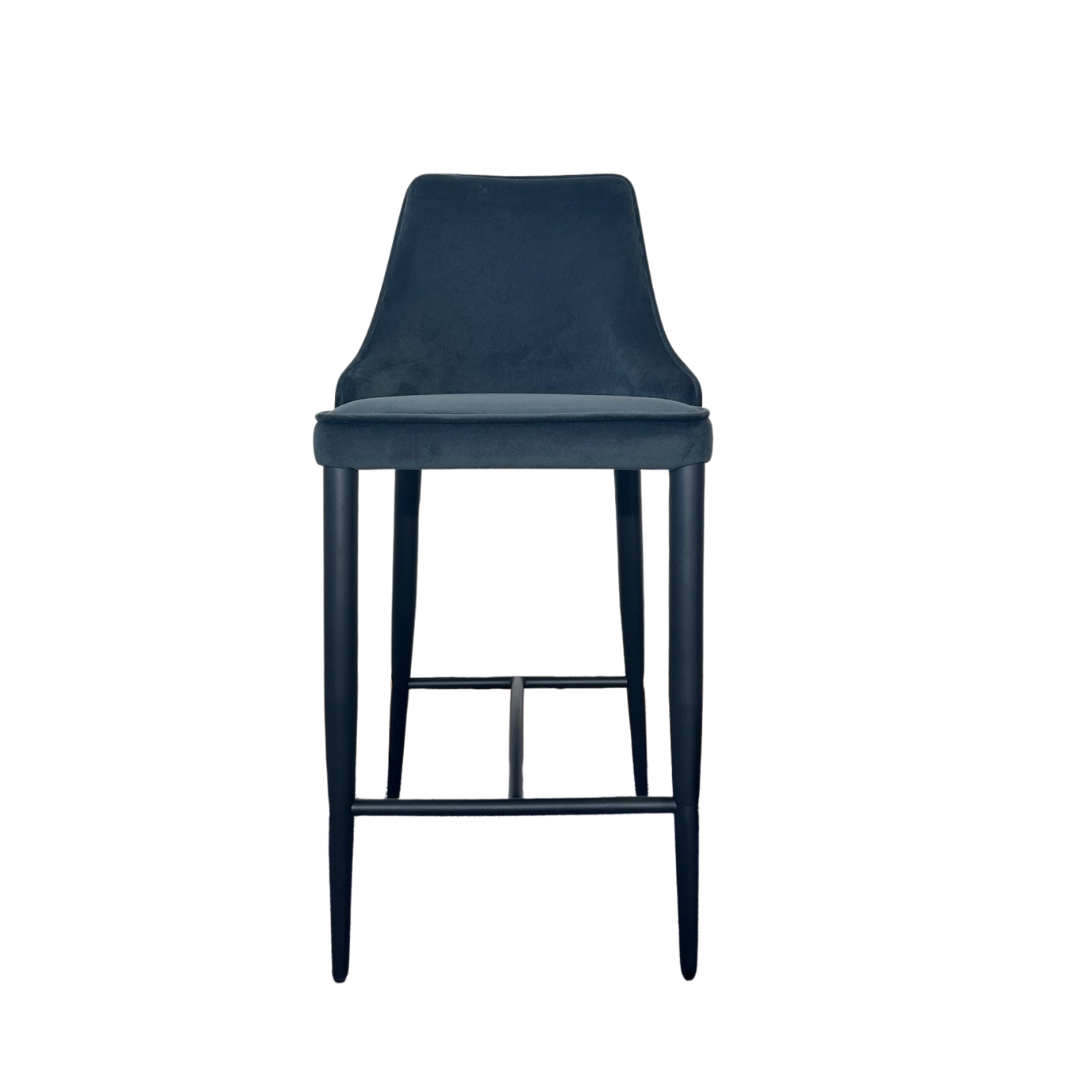 Alain Bar Stool - Essence Grey Velvet   Nicholas John Interiors