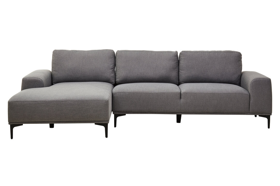 Tolaro 3 Seat Grey Fabric Left Chaise Sofa  Nicholas John Interiors