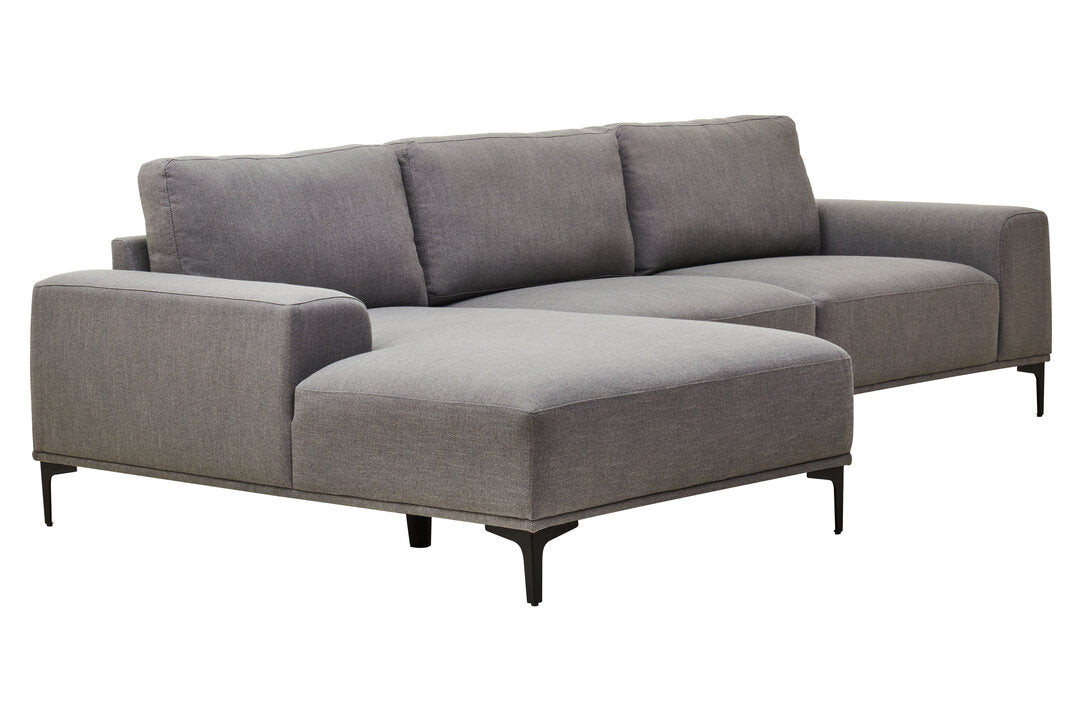 Tolaro 3 Seat Grey Fabric Left Chaise Sofa  Nicholas John Interiors