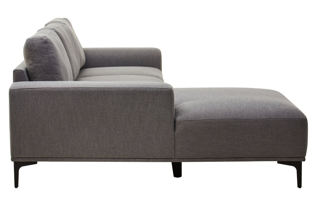 Tolaro 3 Seat Grey Fabric Left Chaise Sofa  Nicholas John Interiors