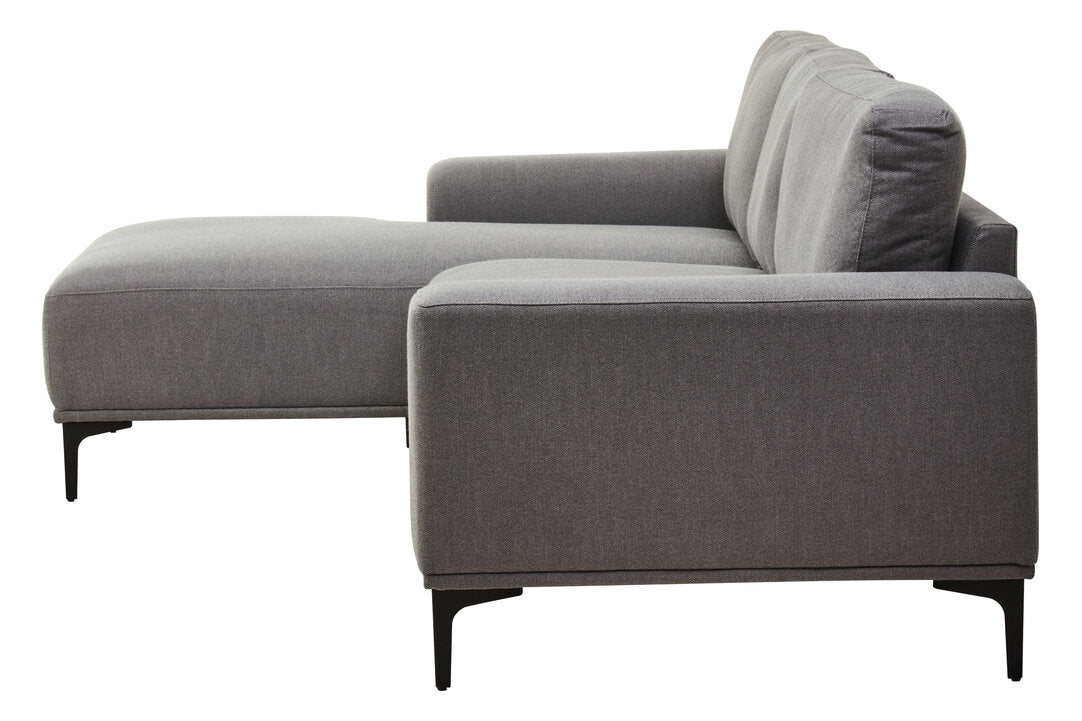 Tolaro 3 Seat Grey Fabric Left Chaise Sofa  Nicholas John Interiors