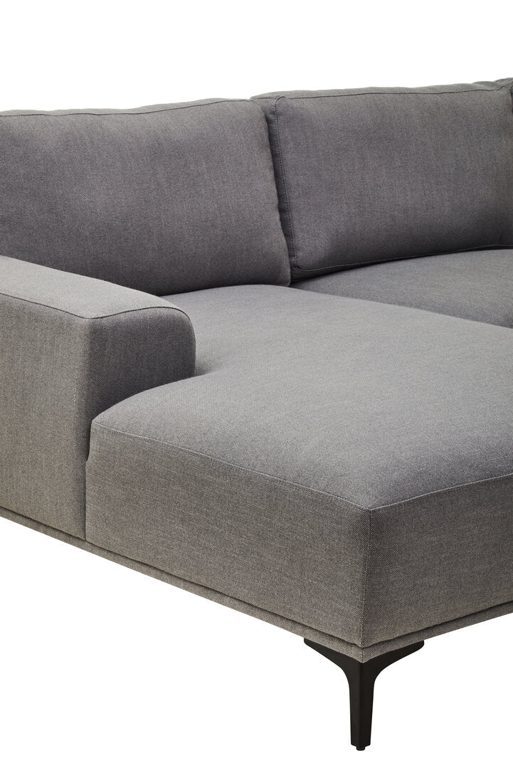 Tolaro 3 Seat Grey Fabric Left Chaise Sofa  Nicholas John Interiors