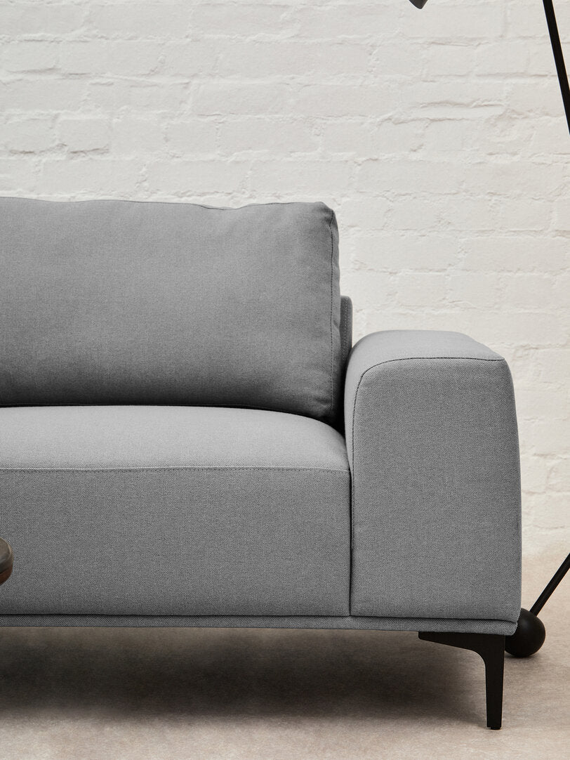 Tolaro 3 Seat Grey Fabric Left Chaise Sofa  Nicholas John Interiors