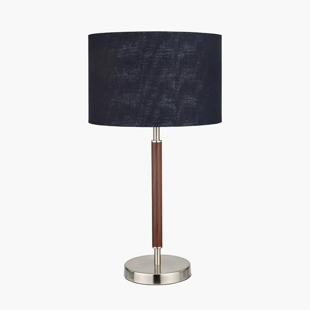 Gianni Table Lamp - Brushed Silver and Wood Effect  Nicholas John Interiors