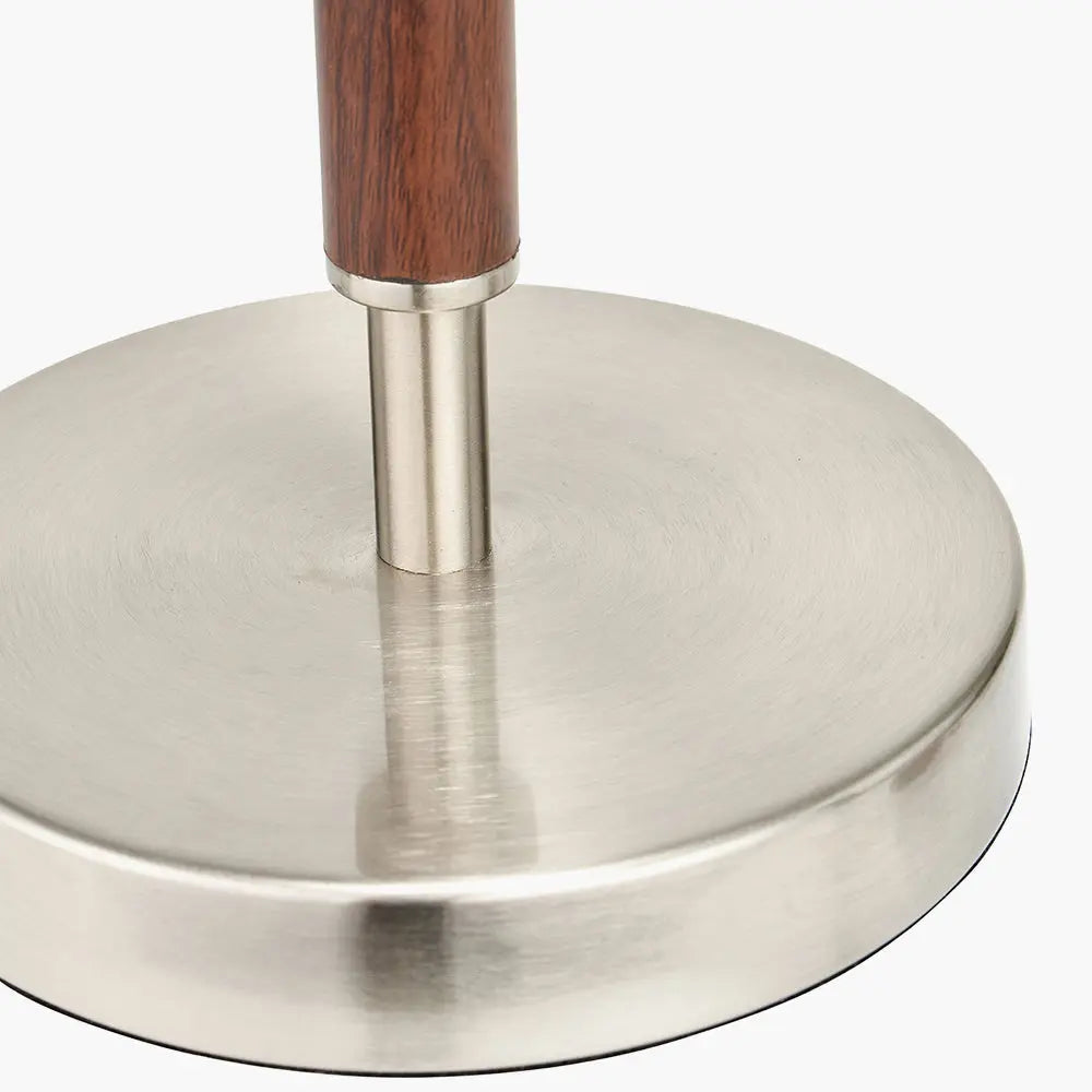 Gianni Table Lamp - Brushed Silver and Wood Effect  Nicholas John Interiors