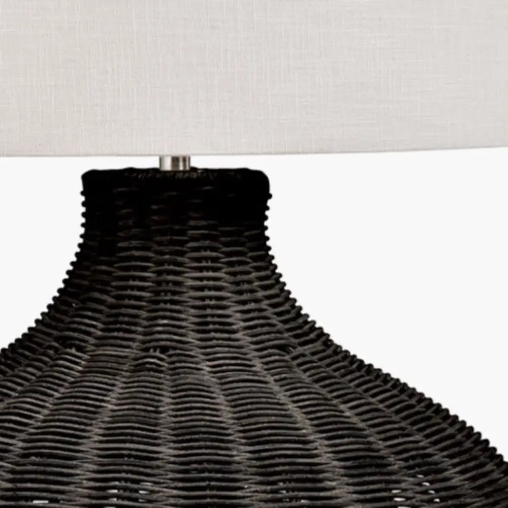 Allona Rattan Table Lamp - Black  Nicholas John Interiors