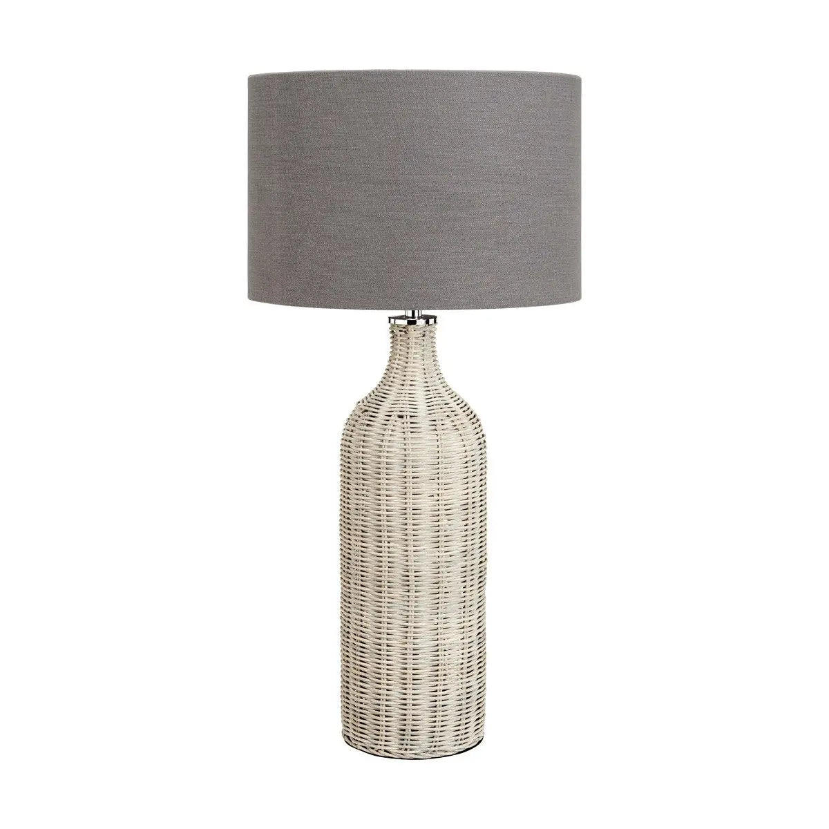 Anika Rattan Bottle Table Lamp - Grey Wash  Nicholas John Interiors