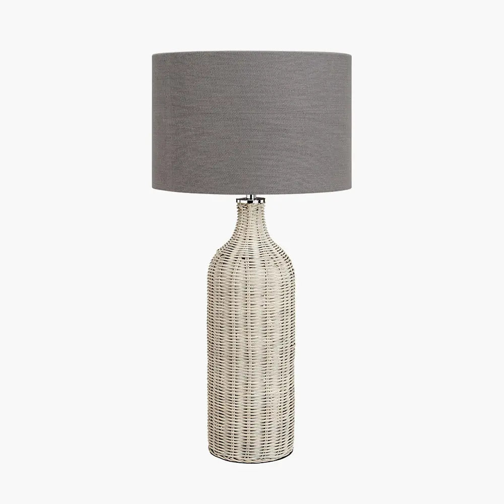 Anika Rattan Bottle Table Lamp - Grey Wash  Nicholas John Interiors