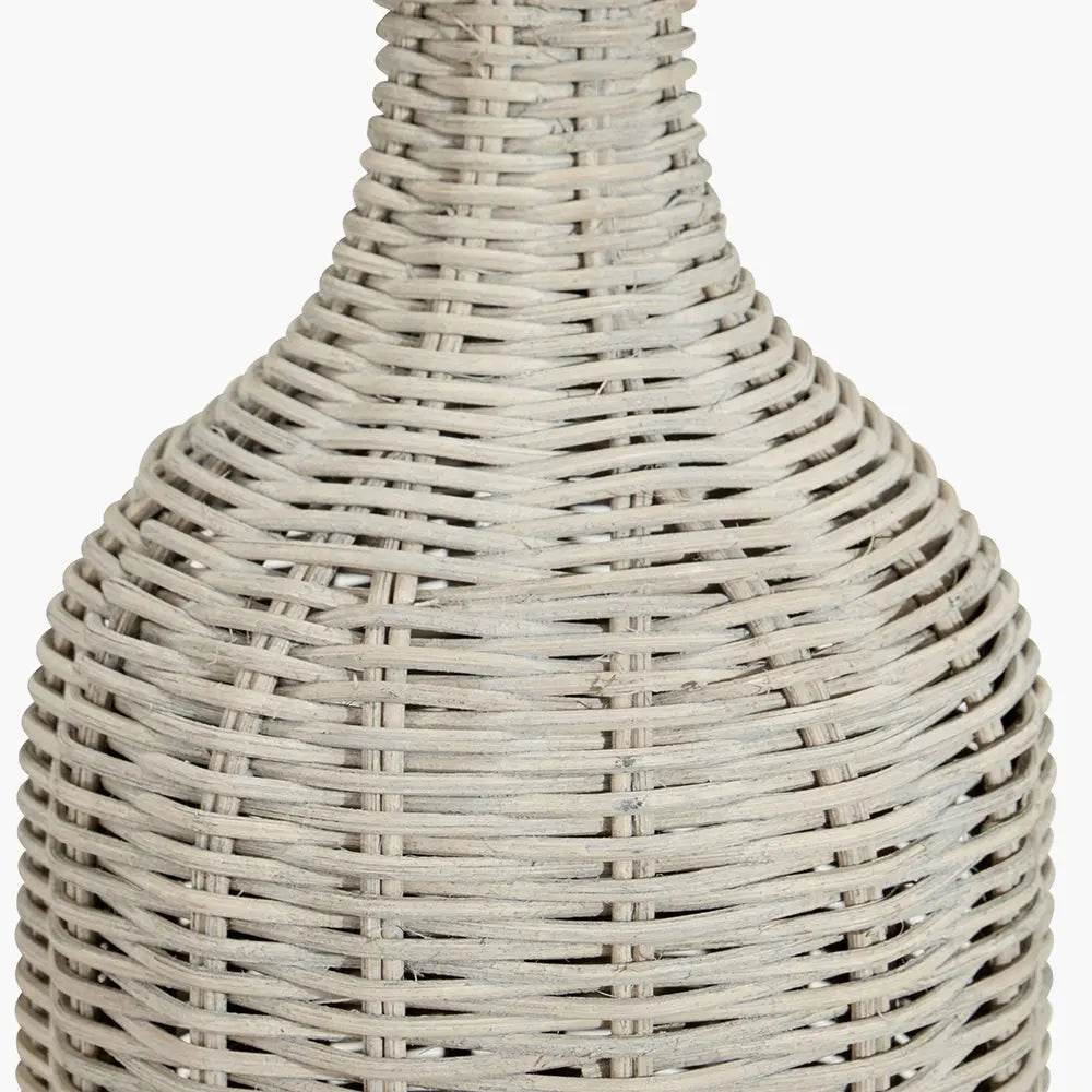 Anika Rattan Bottle Table Lamp - Grey Wash  Nicholas John Interiors
