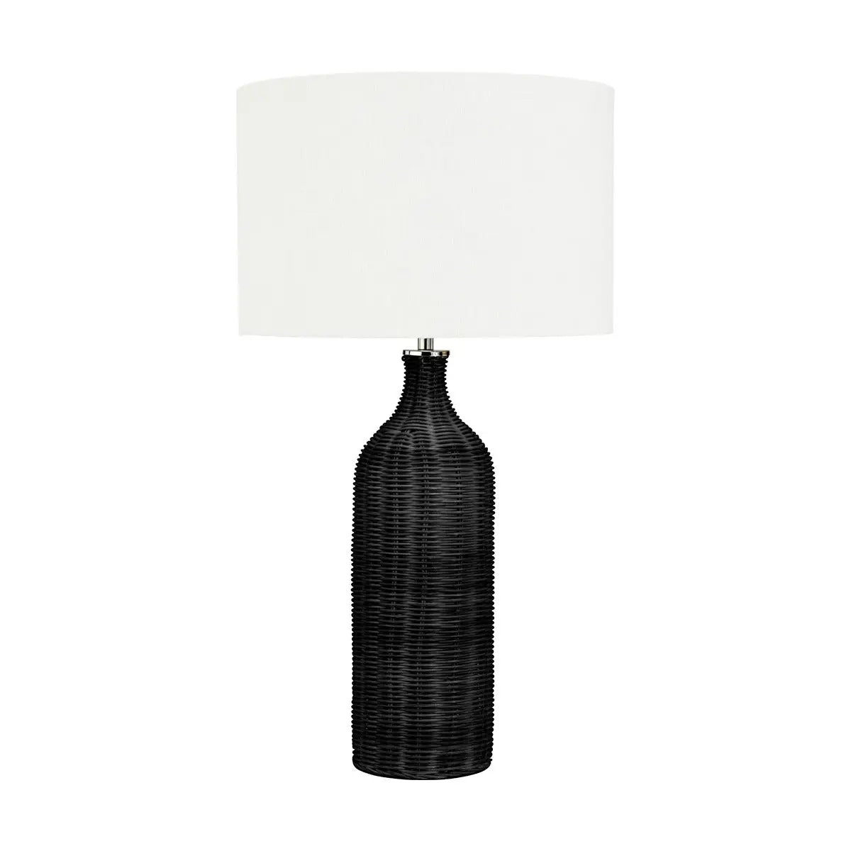 Anika Rattan Bottle Table Lamp - Black  Nicholas John Interiors