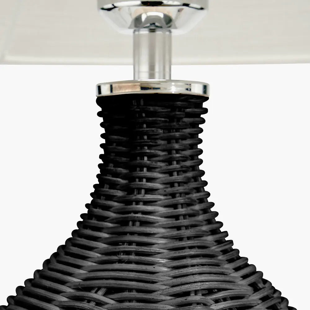 Anika Rattan Bottle Table Lamp - Black  Nicholas John Interiors
