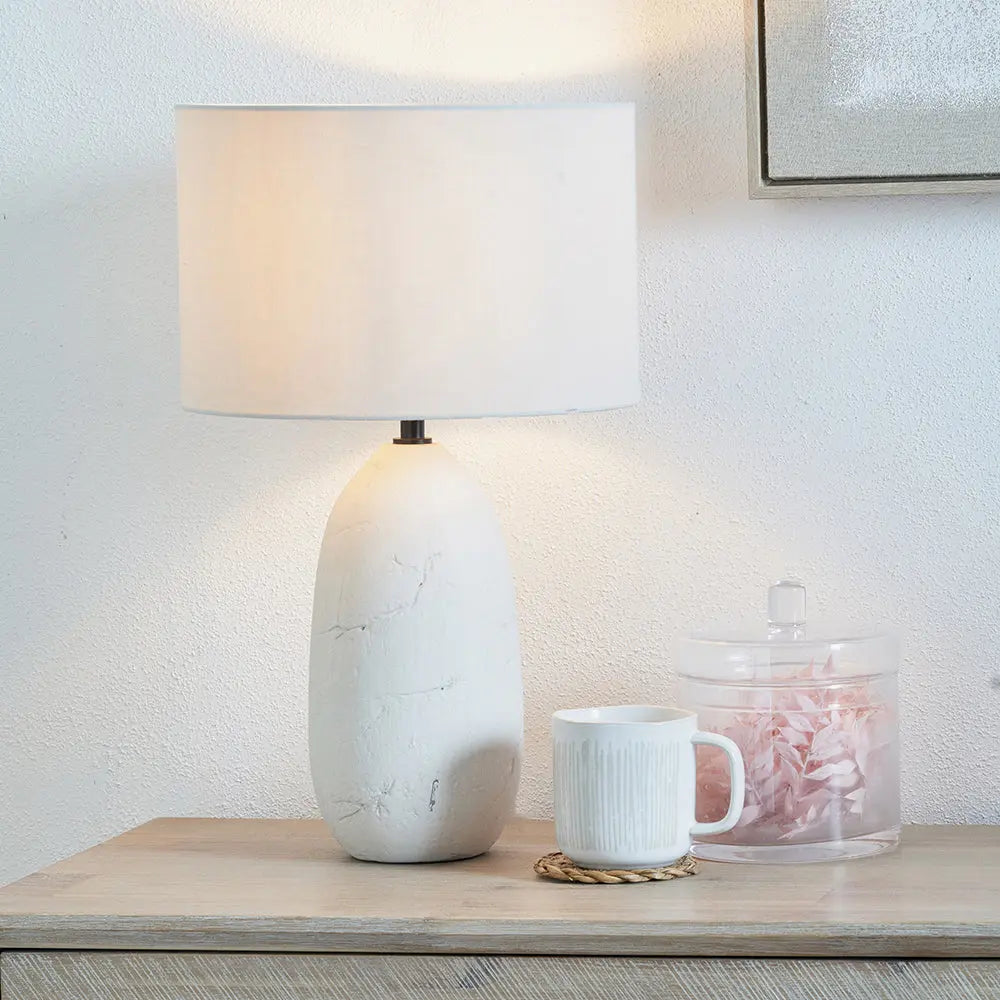 Erika Vintage Textured Ceramic Floor Lamp - White  Nicholas John Interiors