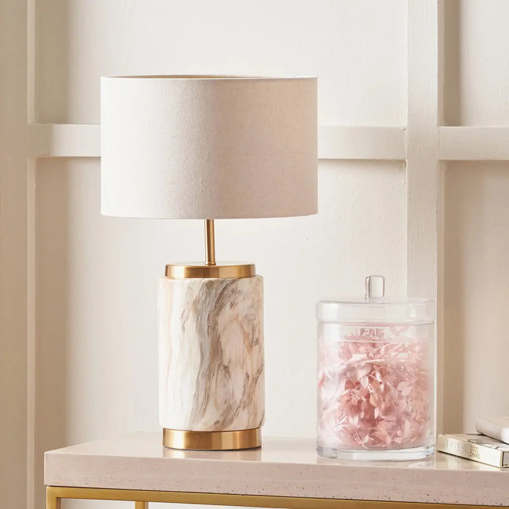 Carrara Natural Stone Effect Ceramic Table Lamp  Nicholas John Interiors